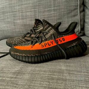 Size 4, Yeezy, orange  and black, comfy souls I apologize for any problems